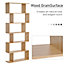 HOMCOM 6-Tier Wooden Modern S-Shaped Shelf Storage Unit Home Office Oak Colour