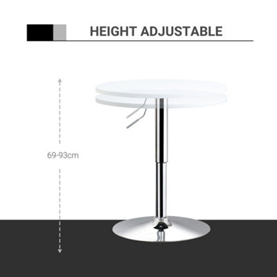 HOMCOM 60cm Adjustable Height Round Bar Table with Swivel Top White