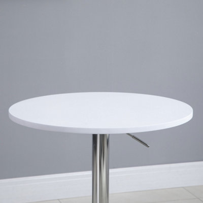 HOMCOM 60cm Adjustable Height Round Bar Table with Swivel Top White