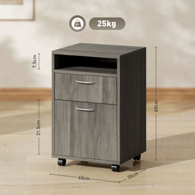 HOMCOM 60cm Filing Cabinet with Drawers and Open Shelf, Grey