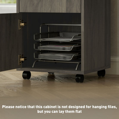 HOMCOM 60cm Filing Cabinet with Drawers and Open Shelf, Grey