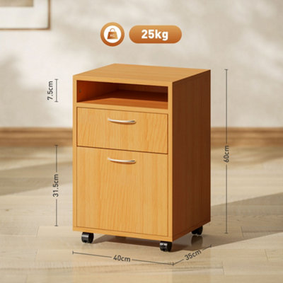 HOMCOM 60cm Filing Cabinet with Drawers and Open Shelf, Natural
