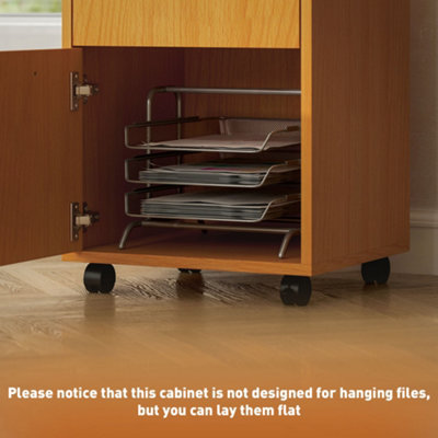 HOMCOM 60cm Filing Cabinet with Drawers and Open Shelf, Natural