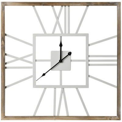 HOMCOM 60cm Silent Large Wall Clock with Roman Numeral, Non Ticking, Distressed