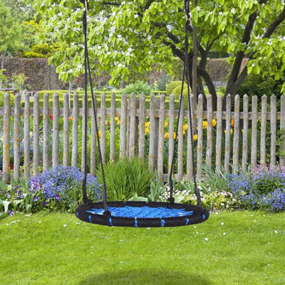 HOMCOM 60cm Spider Web Tree Swing Round Kids Hanging Rope