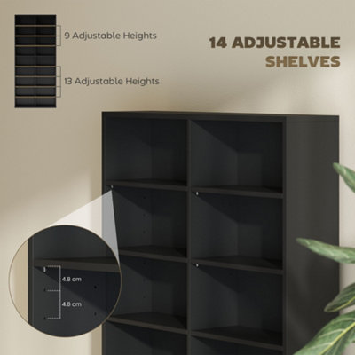 HOMCOM 640 CD Storage Unit 360 DVD Storage Tower w/ 18 Compartments Black