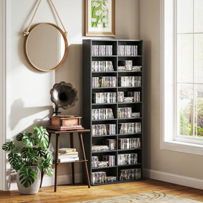 HOMCOM 640 CD Storage Unit 360 DVD Storage Tower w/ 18