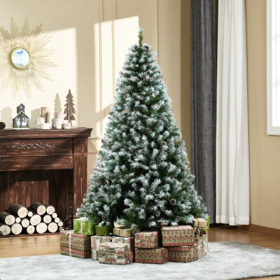 HOMCOM 6FT Artificial Christmas Tree With Pine Cones, Holiday Home Xmas ...