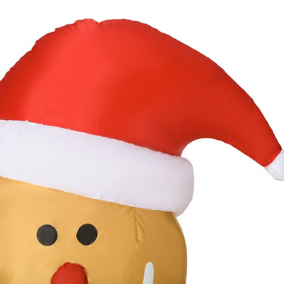 HOMCOM 6ft Christmas Inflatable Gingerbread Man & Santa Hat w/ LED Lights - 8