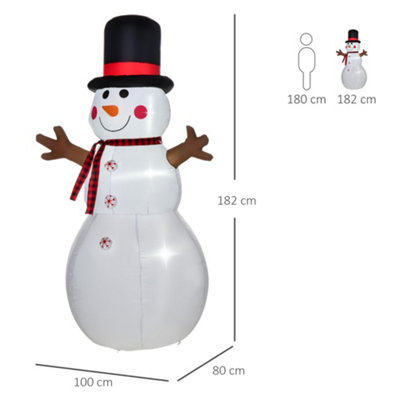 HOMCOM 6ft Giant Inflatable Snowman Christmas Decoration w/ LED Lights Accessories Cute Family Fun Seasonal Outdoor Indoor - 3