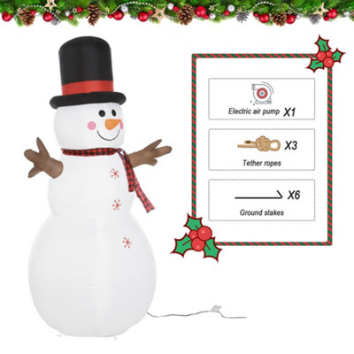 HOMCOM 6ft Giant Inflatable Snowman Christmas Decoration w/ LED Lights Accessories Cute Family Fun Seasonal Outdoor Indoor - 4