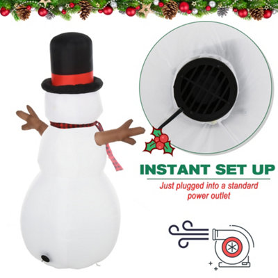 HOMCOM 6ft Giant Inflatable Snowman Christmas Decoration w/ LED Lights Accessories Cute Family Fun Seasonal Outdoor Indoor - 6