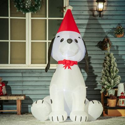 6ft Inflatable Christmas Puppy Dog Wearing Santa Hat Lighted