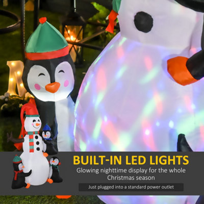 HOMCOM 6ft Inflatable Christmas Snowman with Three Penguins LED Xmas Décor Holiday Outdoor Yard Decoration - 4