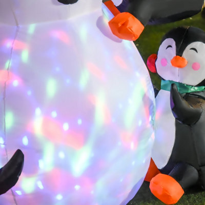 HOMCOM 6ft Inflatable Christmas Snowman with Three Penguins LED Xmas Décor Holiday Outdoor Yard Decoration - 8