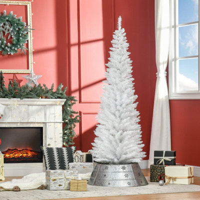 HOMCOM 6FT Pencil Artificial Christmas Tree with Solid Stand Tips White