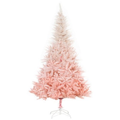HOMCOM 6FT Pink Artificial Christmas Tree Holiday Home Decoration Ornament w/ Metal Stand Fully Pretty Home Office Joy
