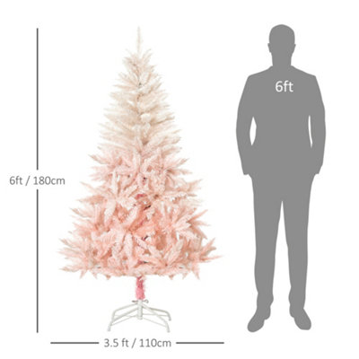 HOMCOM 6FT Pink Artificial Christmas Tree Holiday Home Decoration Ornament w/ Metal Stand Fully Pretty Home Office Joy - 3