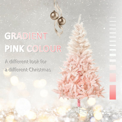 HOMCOM 6FT Pink Artificial Christmas Tree Holiday Home Decoration Ornament w/ Metal Stand Fully Pretty Home Office Joy - 8