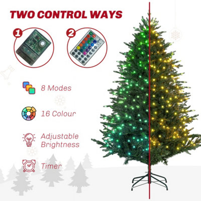 HOMCOM 6ft Prelit Artificial Christmas Tree w/ Lights for Party Decoration