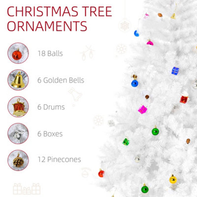 HOMCOM 6ft Snow Artificial Christmas Tree w/ Metal Stand Decorations Home Seasonal Elegant Faux White - 4