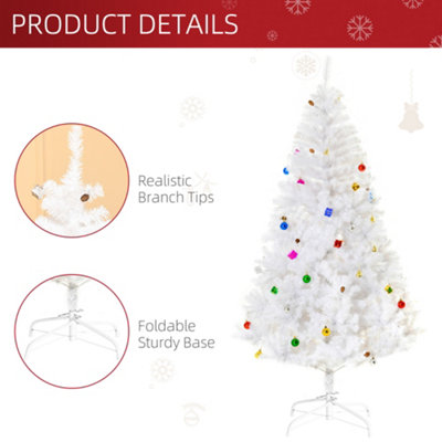 HOMCOM 6ft Snow Artificial Christmas Tree w/ Metal Stand Decorations Home Seasonal Elegant Faux White - 5