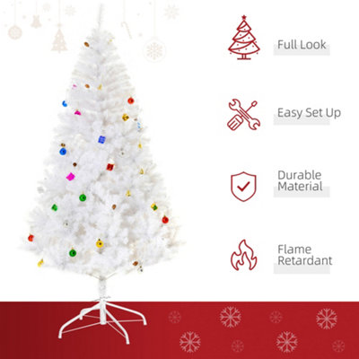 HOMCOM 6ft Snow Artificial Christmas Tree w/ Metal Stand Decorations Home Seasonal Elegant Faux White - 7