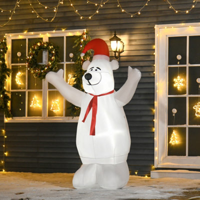 HOMCOM 6ft Tall Outdoor Inflatable Bear Airblown Projection Holiday Christmas Lawn Decor