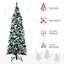 HOMCOM 6FT Tall Prelit Pencil Slim Artificial Christmas Tree with Realistic Branches, 300 Colourful LED Lights and 618 Tips, Green