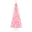 HOMCOM 6FT Tall Prelit Pencil Slim Artificial Christmas Tree with Realistic Branches, Warm White LED Lights and Tips, Pink