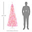 HOMCOM 6FT Tall Prelit Pencil Slim Artificial Christmas Tree with Realistic Branches, Warm White LED Lights and Tips, Pink