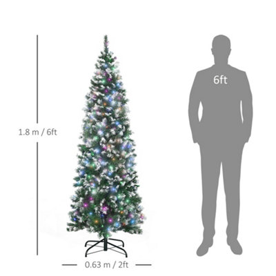 HOMCOM 6FTPrelit Artificial Xmas Tree Holiday Décor w/ 300 Colourful ...