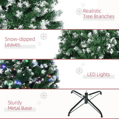 HOMCOM 6FTPrelit Artificial Xmas Tree Holiday Décor w/ 300 Colourful ...