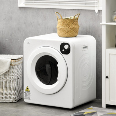 HOMCOM 6kg Vented Tumble Dryer with 7 Dry Programmers for Small Spaces  White