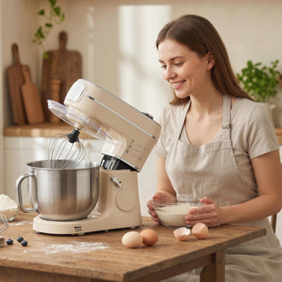 HOMCOM 6L 1400W Stand Mixer with 11 Speeds & Fermentation Function, Cream