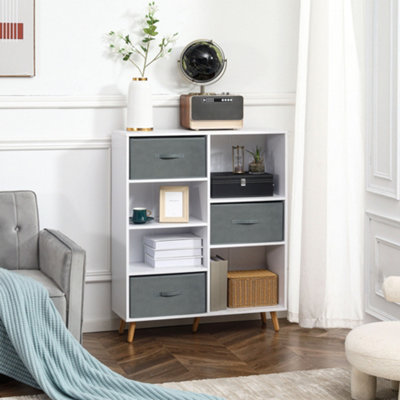 White shelving unit store with drawers