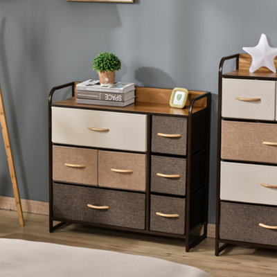 HOMCOM 7-Drawer Dresser, Fabric Chest of Drawers, Storage Organizer Steel Frame