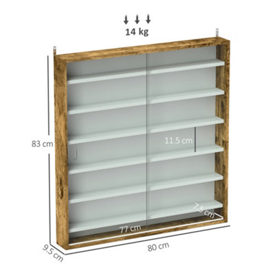 Vitrina Pared Para Vasos De Chupito - Madera Maciza, Espejo Fondo, 36 Vasos, Estantes Extraíbles