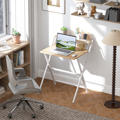 HOMCOM 70 cm Folding Computer Desk for Small Spaces Bedroom Natural