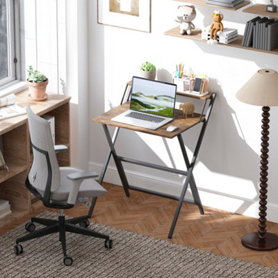 HOMCOM 70 cm Folding Computer Desk for Small Spaces Bedroom Rustic Brown