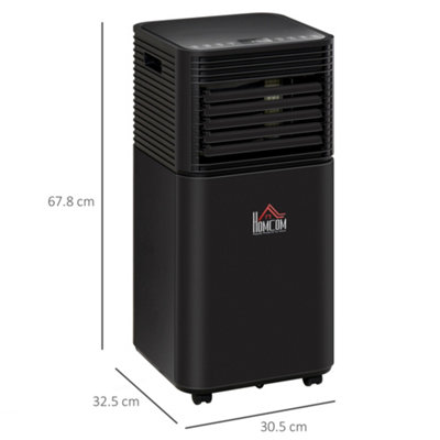 HOMCOM 7000BTU Portable Air Conditioner 4 Modes LED Display Timer Home Office Black