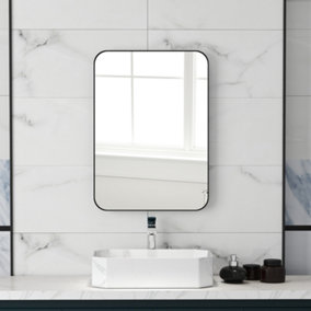 HOMCOM 70cm Rectangle Mirror, Wall Mirror for Bathroom, Black