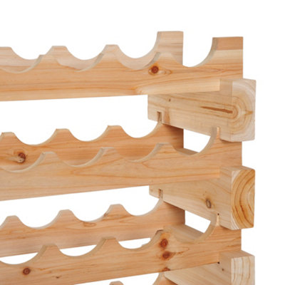 HOMCOM 72 Bottle Shelf Wine Rack Holder Standing Holds Storage Pine ...