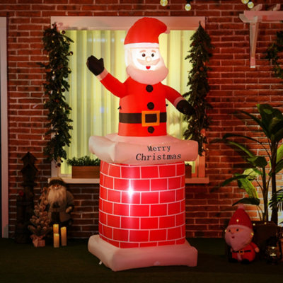 Homcom 7ft Christmas Inflatable Santa Claus From Chimney With Led