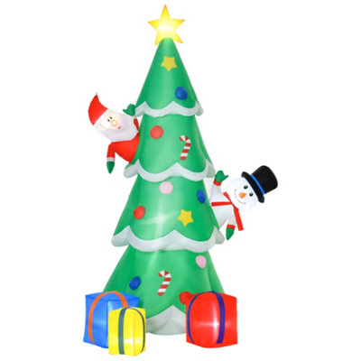 HOMCOM 7ft Christmas Inflatable Tree LED Lighted Indoor Outdoor Decoration