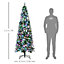 HOMCOM 7FT Tall Prelit Pencil Slim Artificial Christmas Tree with Realistic Branches, 350 Colourful LED Lights and 818 Tips