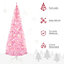 HOMCOM 7FT Tall Prelit Pencil Slim Artificial Christmas Tree with Realistic Branches, Warm White LED Lights and Tips, Pink