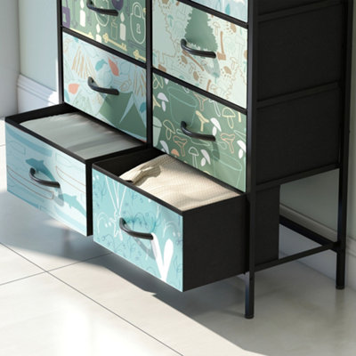 HOMCOM 8-Drawer Chest of Drawers, Fabric Dresser with Open Shelf, Blue