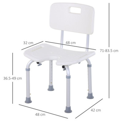 HOMCOM 8-Level Height Adjustable Bath Stool Spa Shower Chair Aluminum w/ Non-Slip Feet, Handle for the Pregnant, Old, Injured