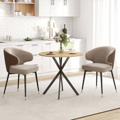 HOMCOM 80cm Round Dining Table, Industrial Kitchen Table with Steel Legs